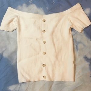 PacSun White Off the Shoulder Ribbed Top